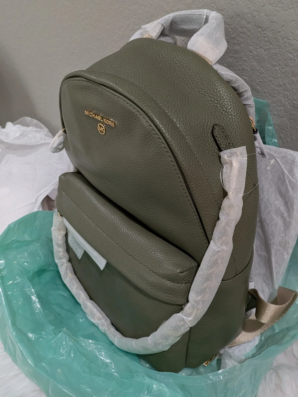 Michael‎ Kors Olive Green Pebbled Leather Backpack